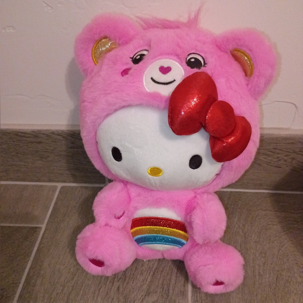 Hello Kitty x Care Bears 10" Plush 2-Pack Mashup Bundle Cheer Bear Set Pre-owned